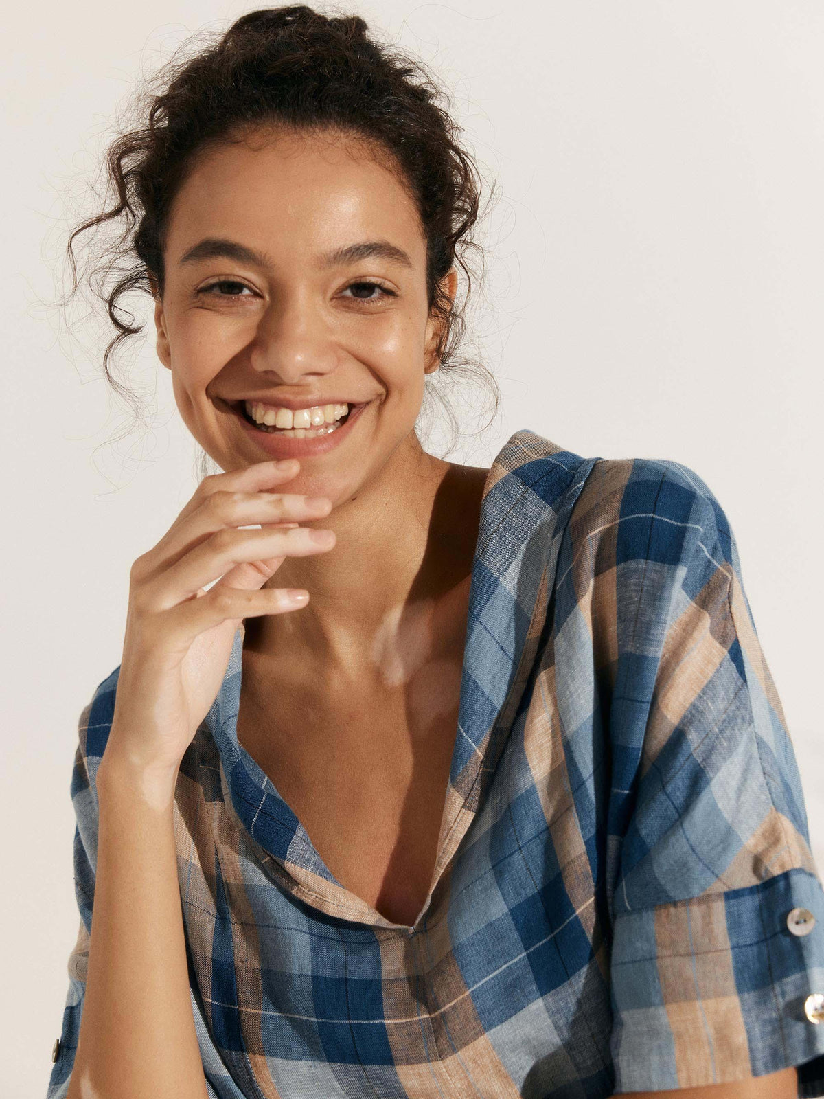 Women’s Airy Woven V-Neck Shirt | Short Sleeve Casual Summer Top