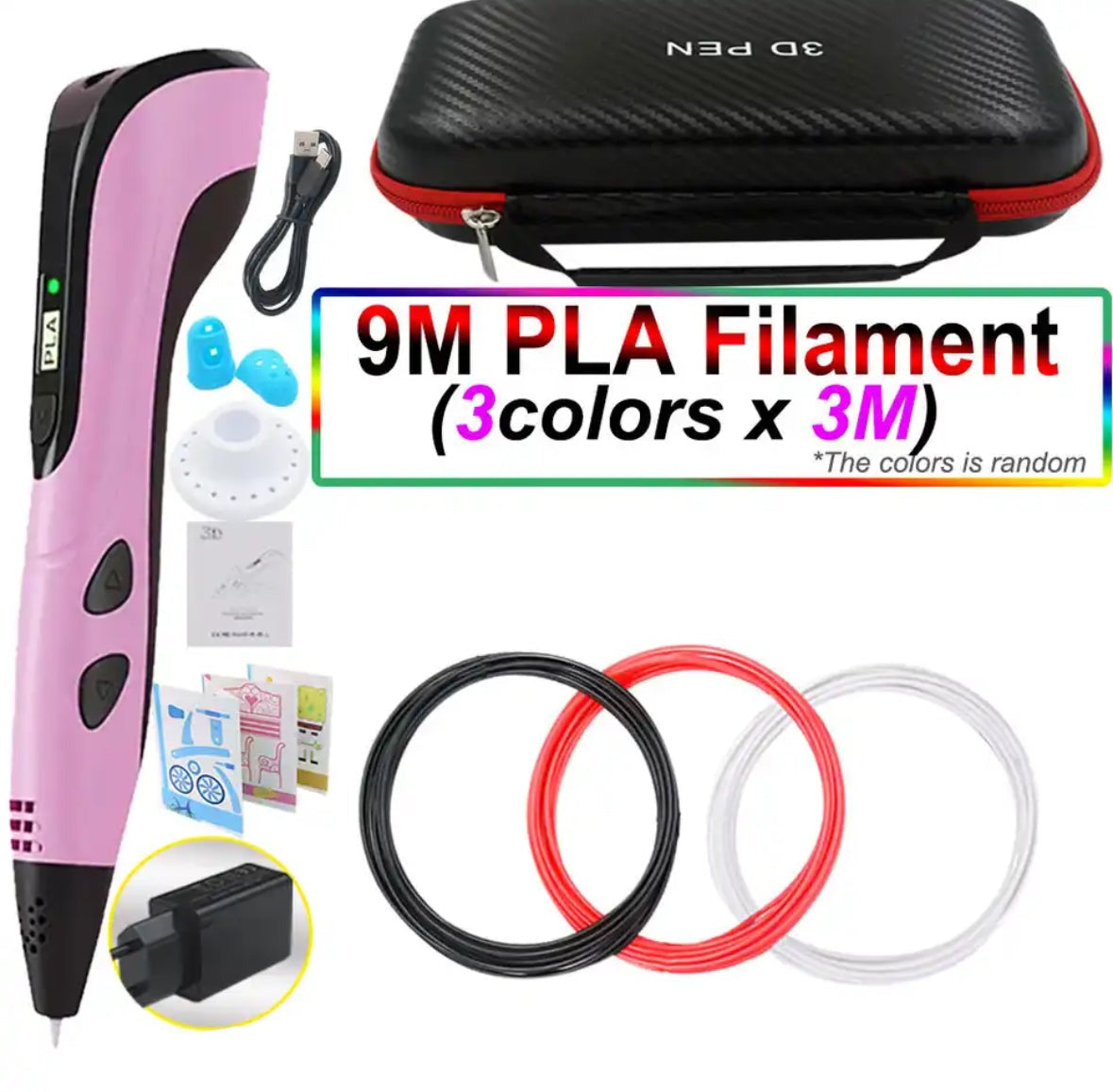 Set de stylo d'impression 3D – Outil de dessin facile à contrôler avec filament PLA et écran LED