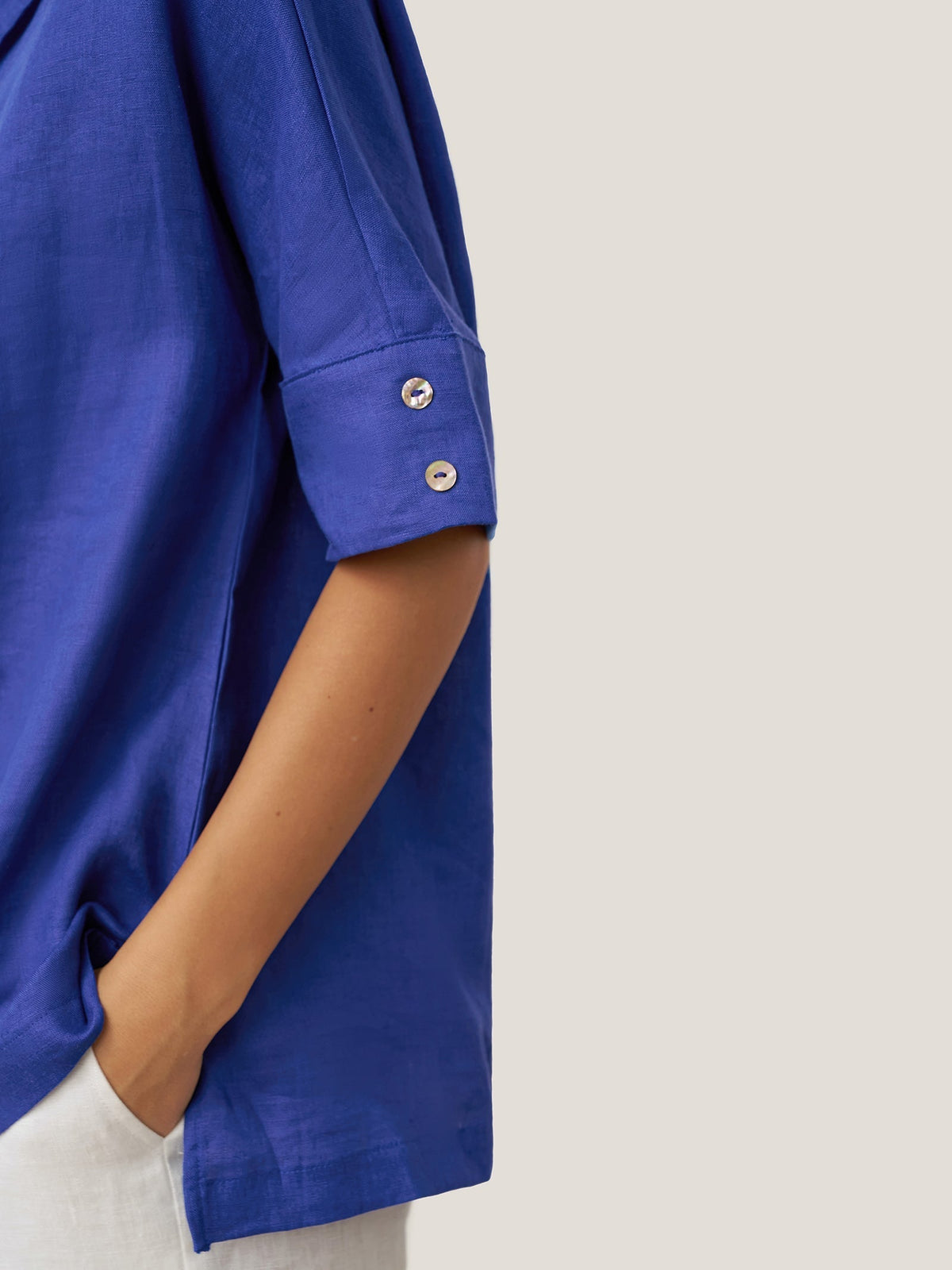 Women’s Airy Woven V-Neck Shirt | Short Sleeve Casual Summer Top