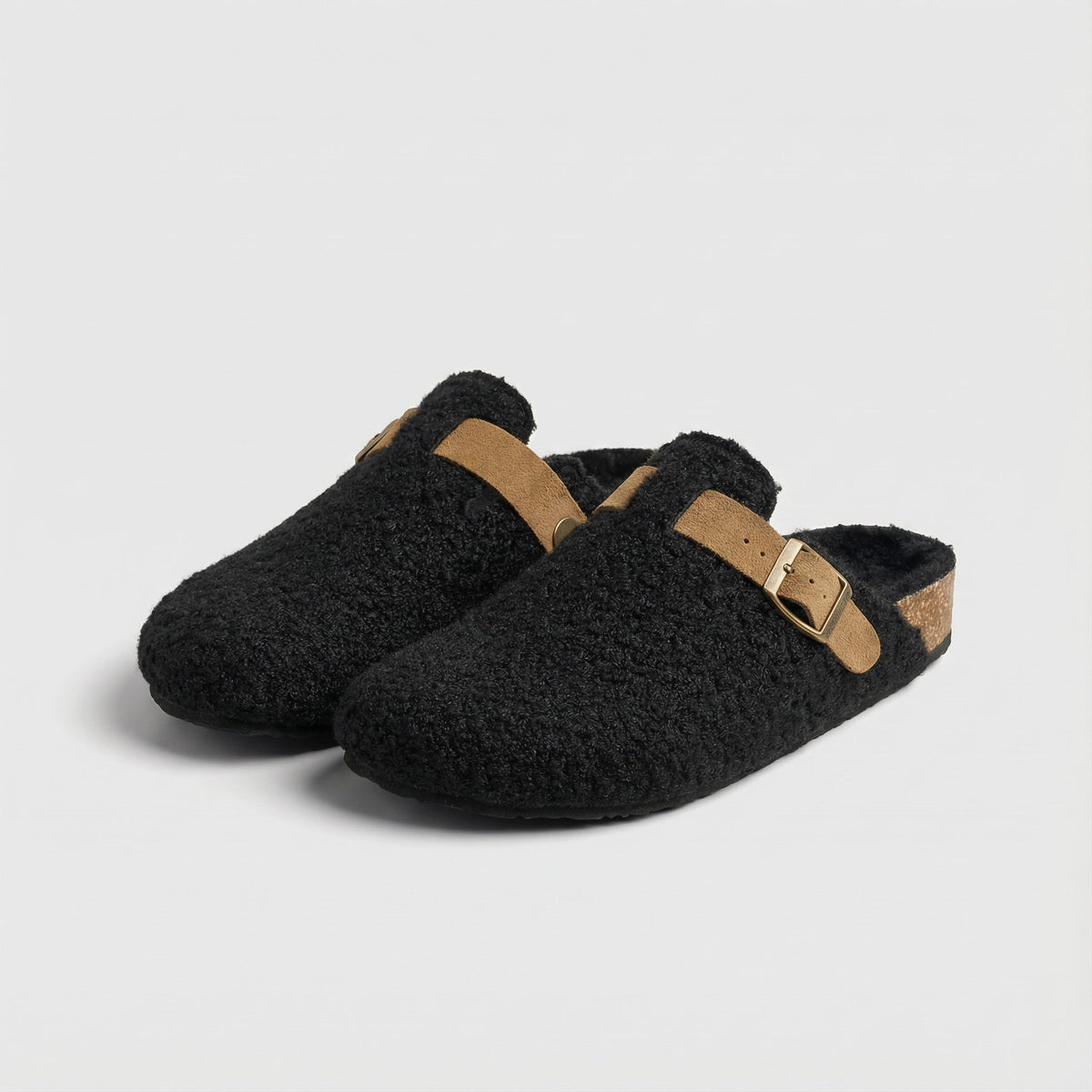 Chaussons Teddy pour Femmes – Design Mule Doux, Boucle Réglable & Semelle de Soutien