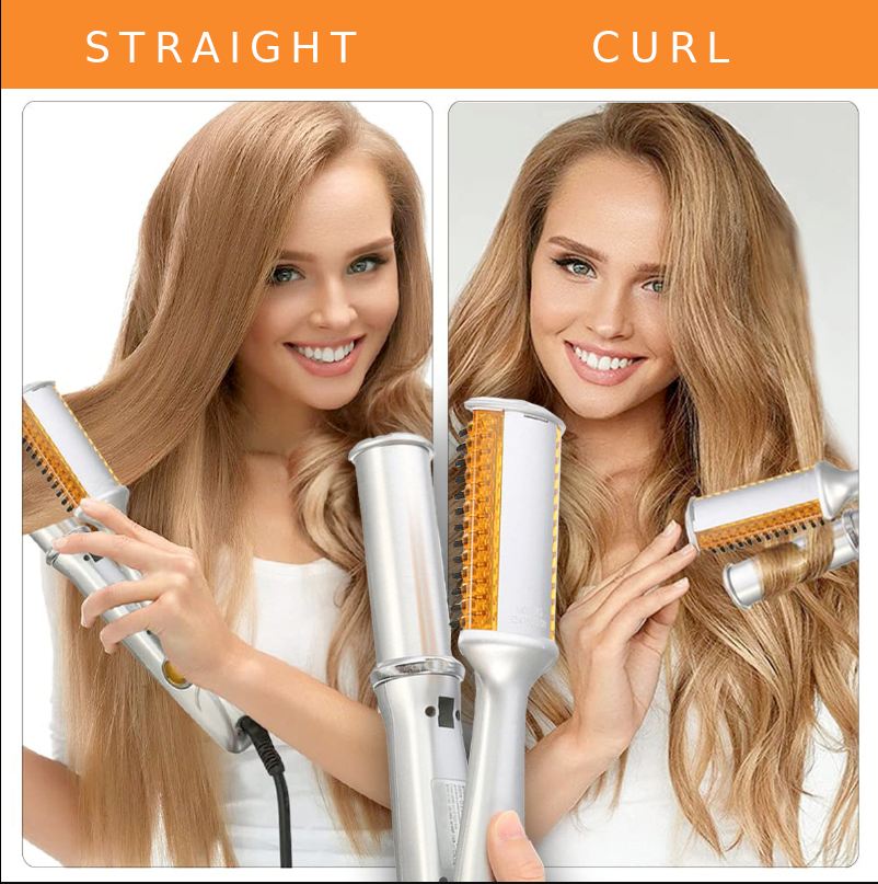 Styler rotatif pour cheveux – Fer à friser et lisseur céramique 2-en-1