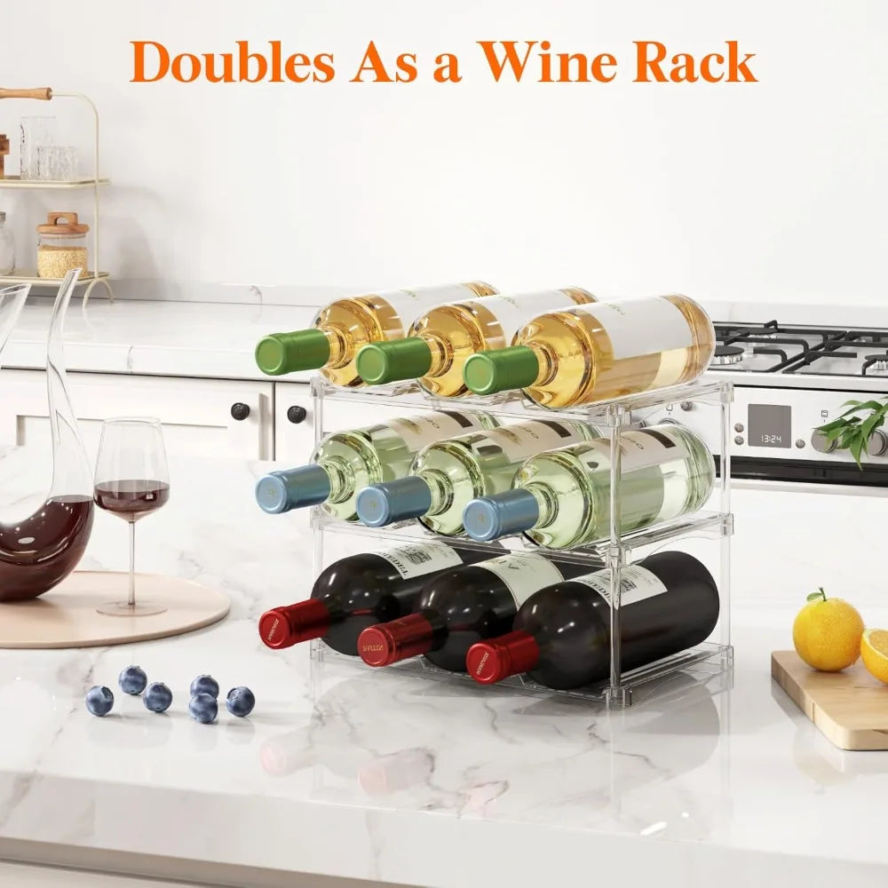 3-Tier Stackable Bottle Organizer | Clear Plastic Storage Rack for Fridge, Cabinet & Pantry 4