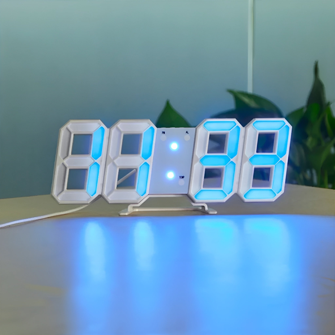 Led-wandklok – Modern 3D-digitaal display met instelbare verlichting voor stijlvolle interieurs