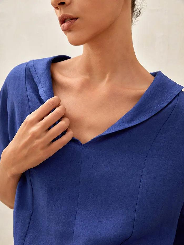 Women’s Airy Woven V-Neck Shirt | Short Sleeve Casual Summer Top