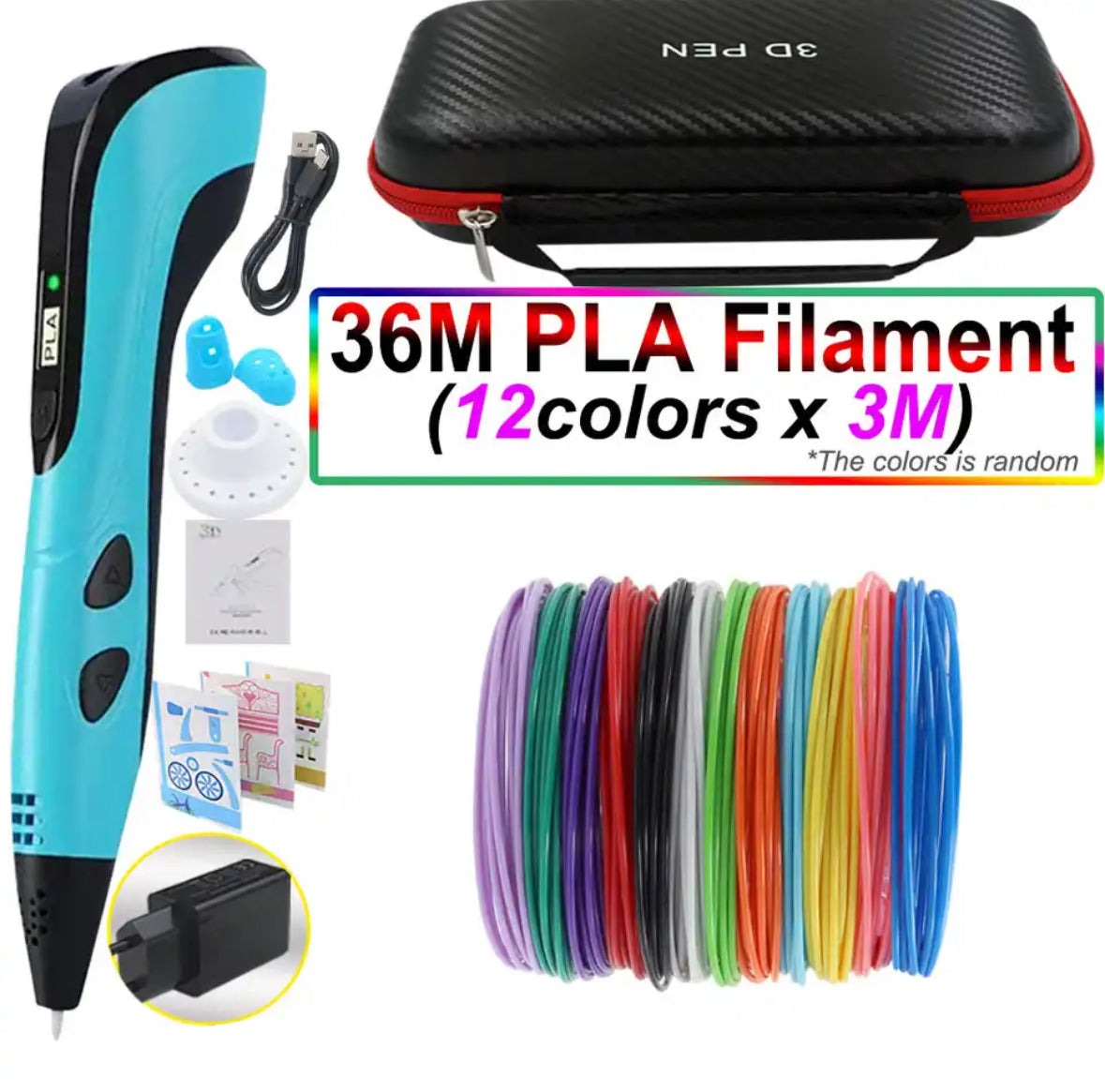 Set de stylo d'impression 3D – Outil de dessin facile à contrôler avec filament PLA et écran LED