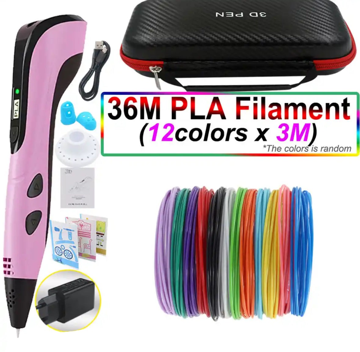 Set de stylo d'impression 3D – Outil de dessin facile à contrôler avec filament PLA et écran LED
