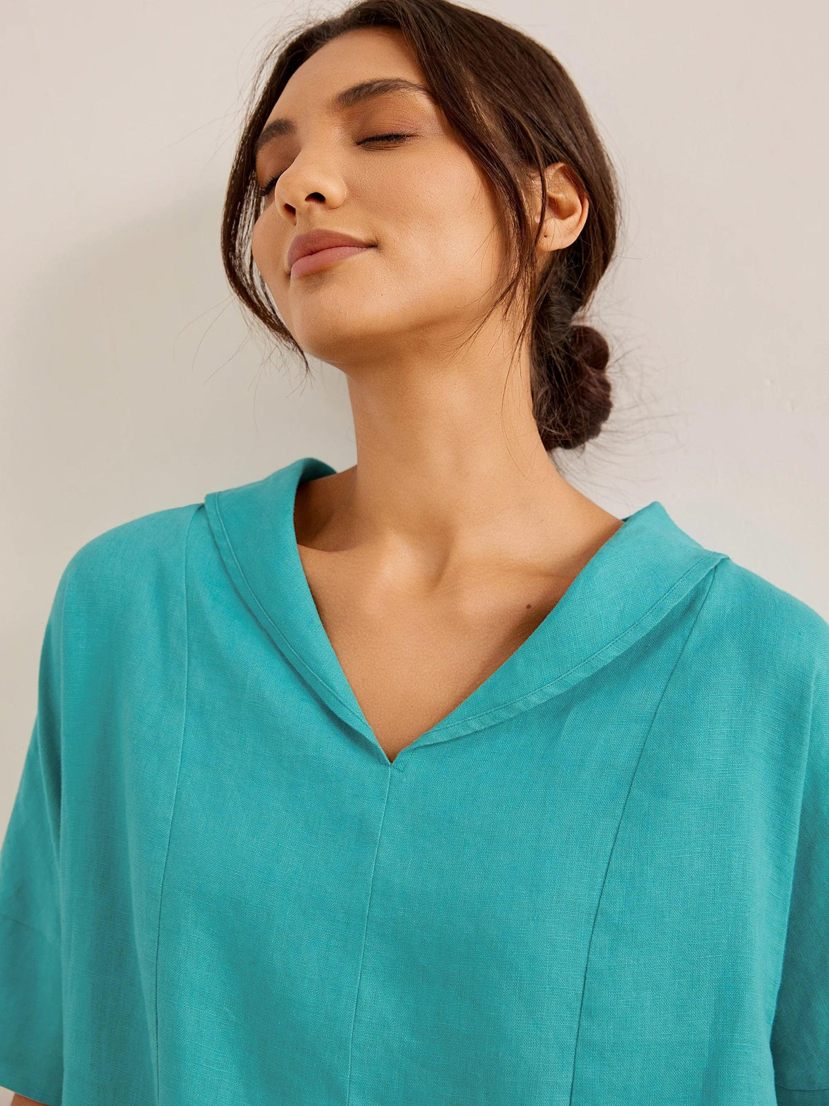 Women’s Airy Woven V-Neck Shirt | Short Sleeve Casual Summer Top
