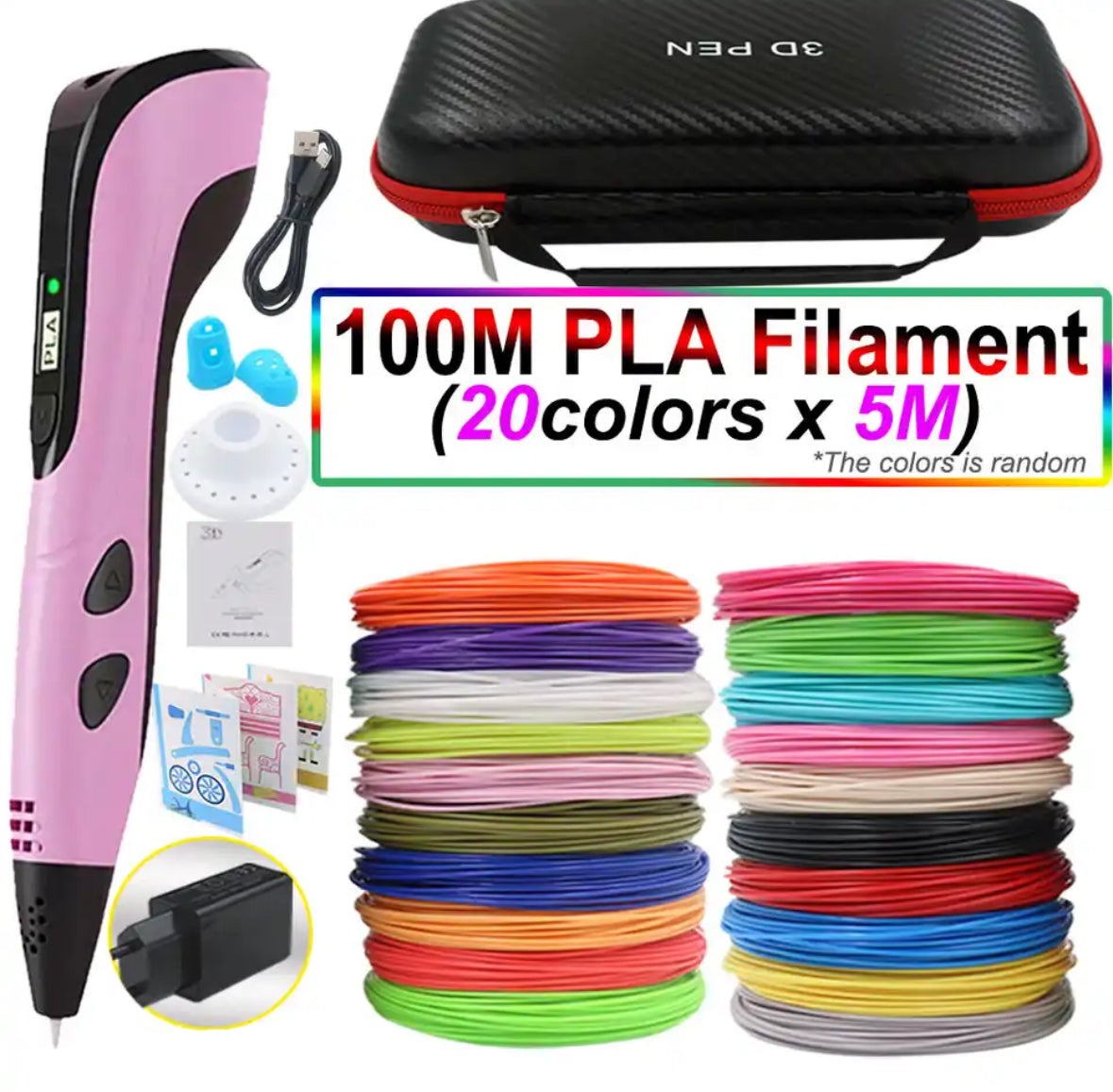 Set de stylo d'impression 3D – Outil de dessin facile à contrôler avec filament PLA et écran LED