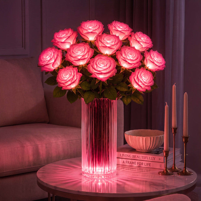 Verlicht rozenboeket – gloeiende kunstbloemen die nooit water nodig hebben