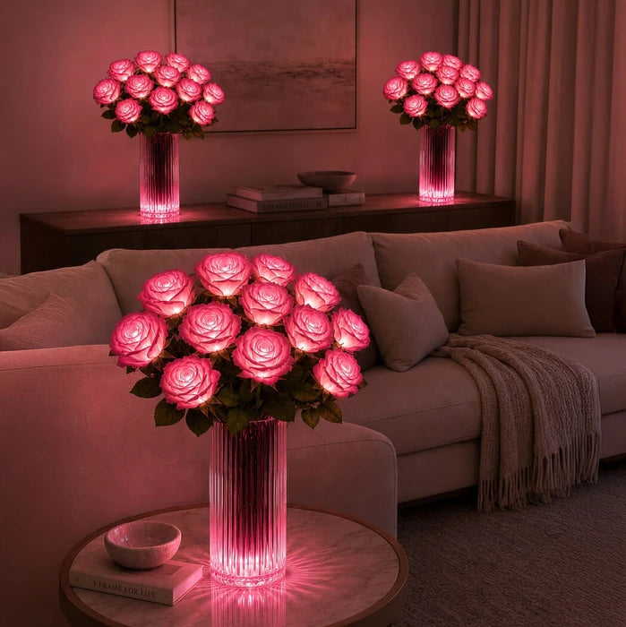 Verlicht rozenboeket – gloeiende kunstbloemen die nooit water nodig hebben