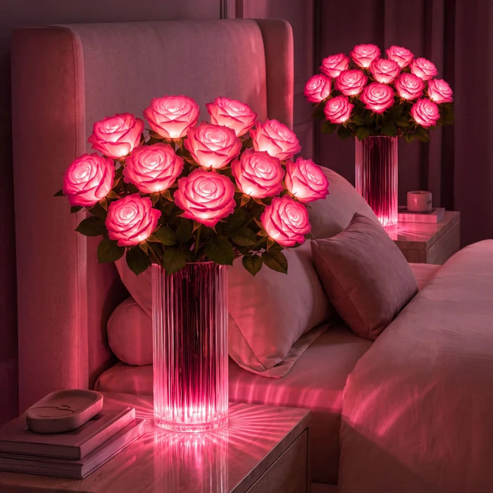 Verlicht rozenboeket – gloeiende kunstbloemen die nooit water nodig hebben