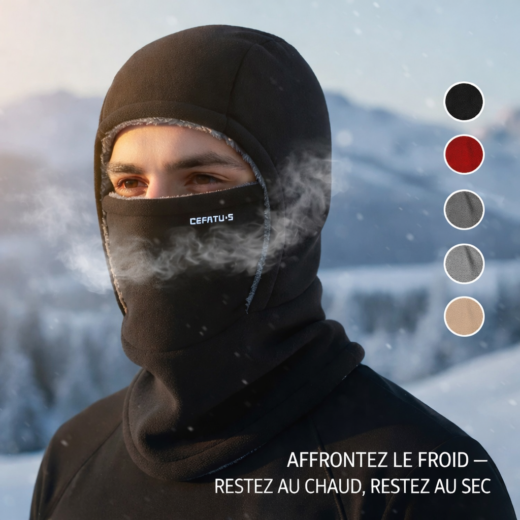 Cagoule thermique 3-en-1 – Masque facial doux et coupe-vent pour temps froid