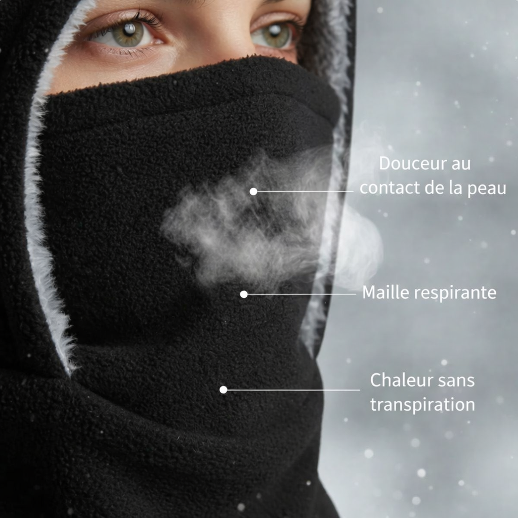 Cagoule thermique 3-en-1 – Masque facial doux et coupe-vent pour temps froid