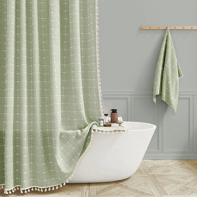 Shower curtain with tassels