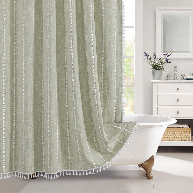 Shower curtain with tassels