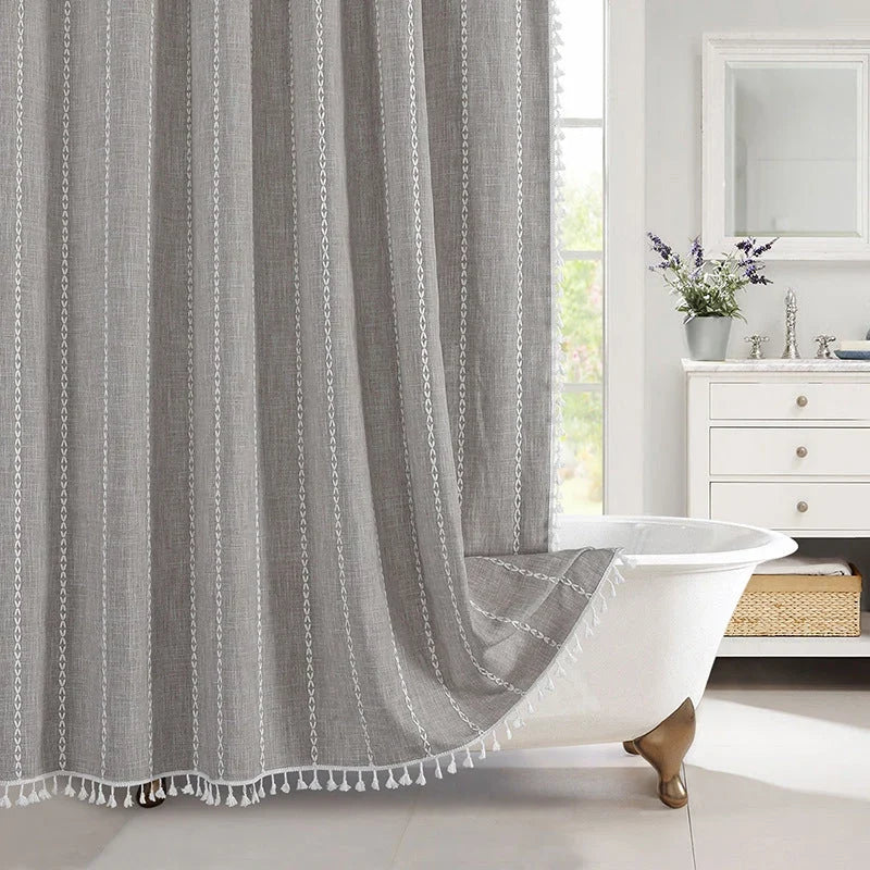 Shower curtain with tassels