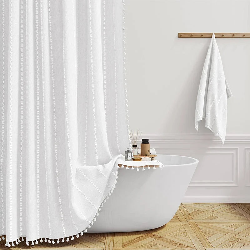 Shower curtain with tassels