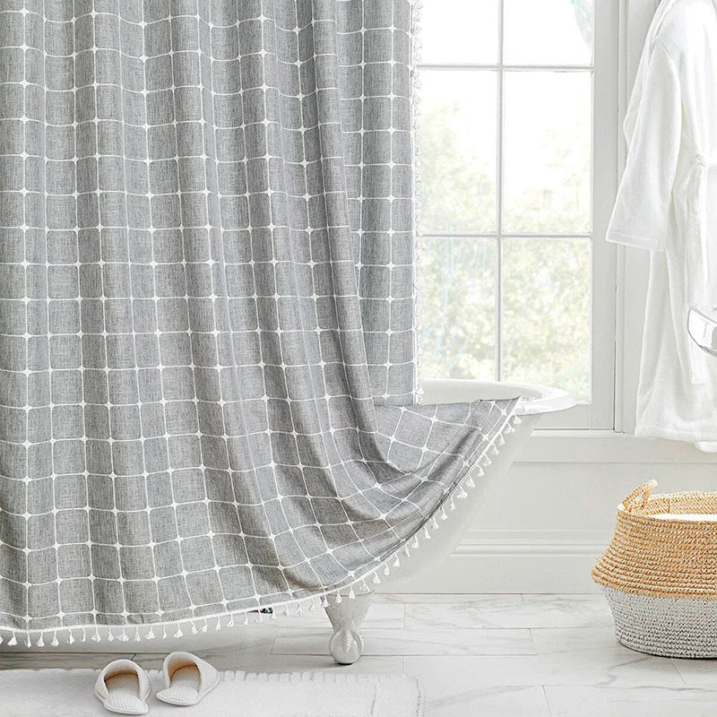 Shower curtain with tassels