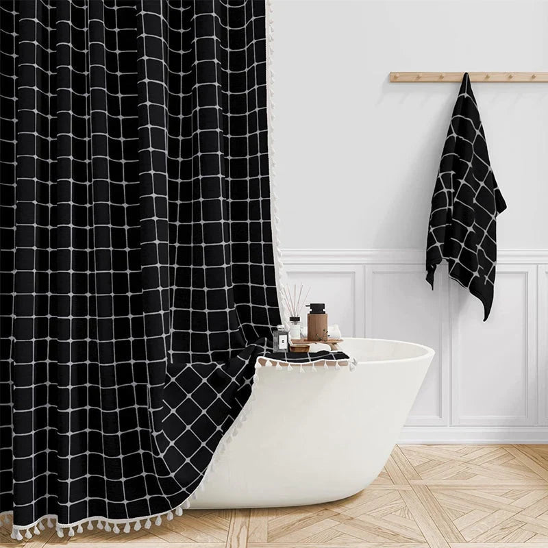 Shower curtain with tassels