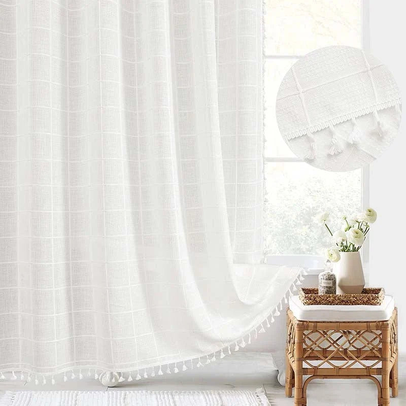 Shower curtain with tassels