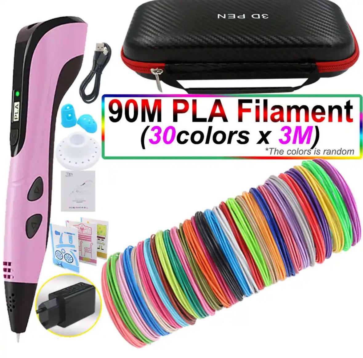 Set de stylo d'impression 3D – Outil de dessin facile à contrôler avec filament PLA et écran LED