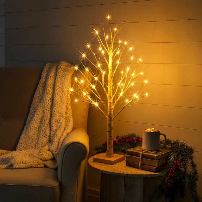 Berkenboomlamp voor op tafel - warmwitte lichtjes op de takken voor lezen aan het bed