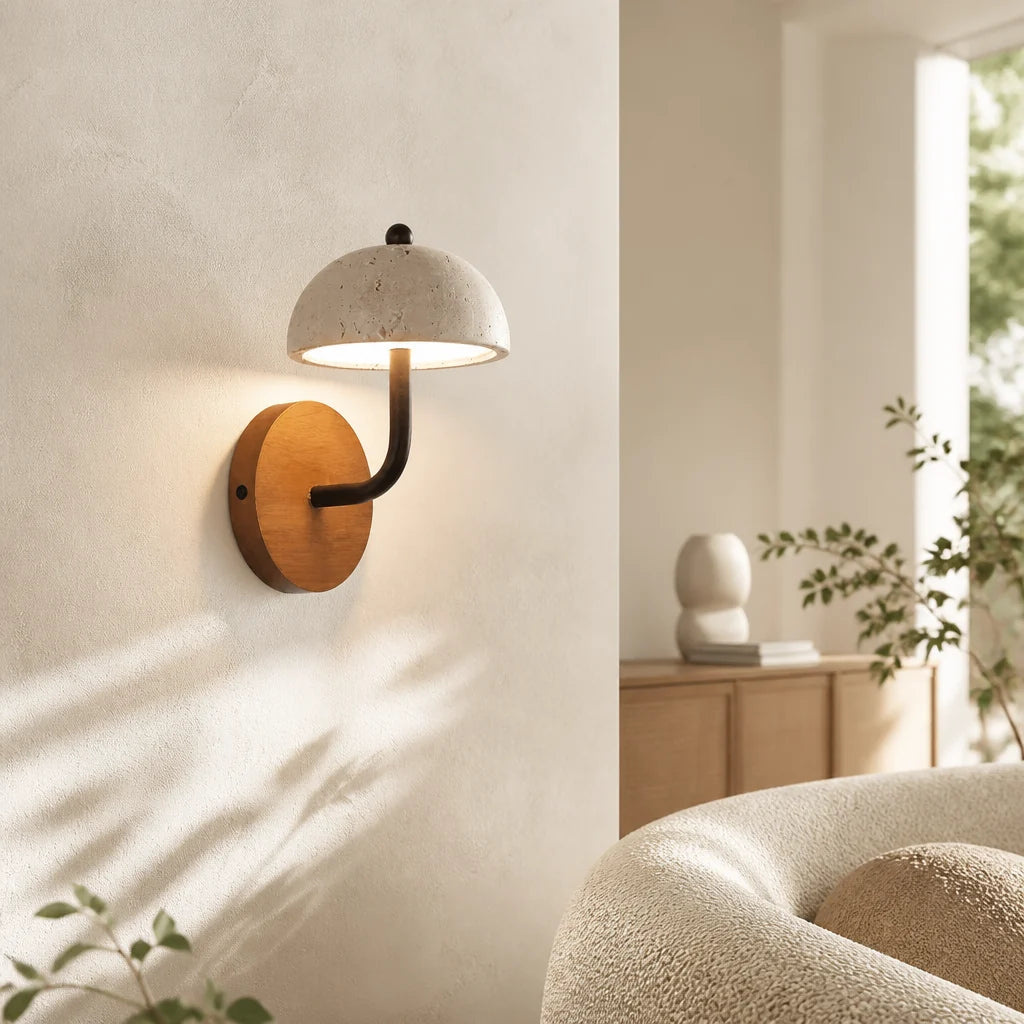 Evan Modern Travertine Dome Wall Light 1