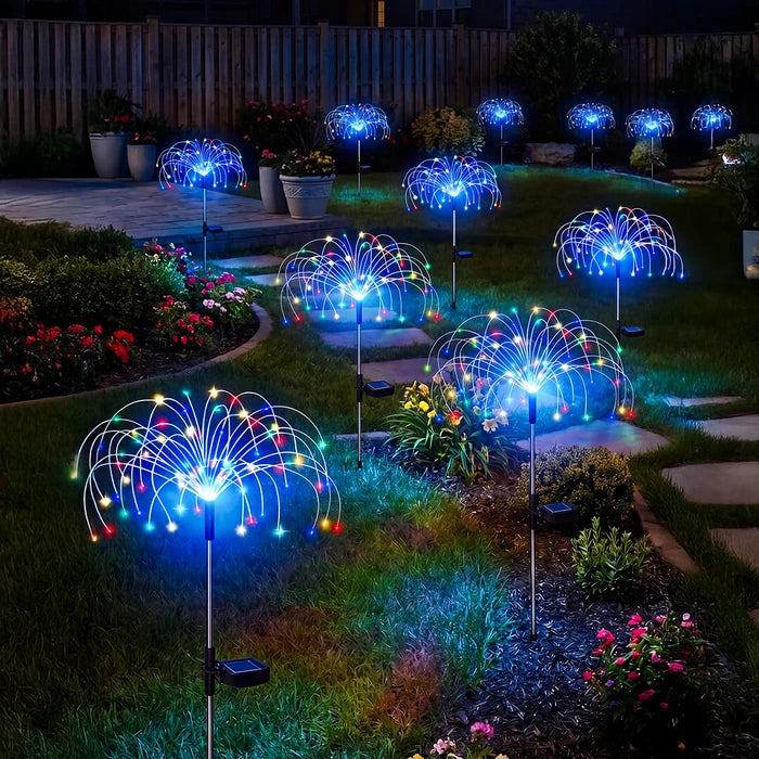Zonnesterretjes op tuinprikker - draadloos, veelkleurig licht van zonsondergang tot zonsopgang