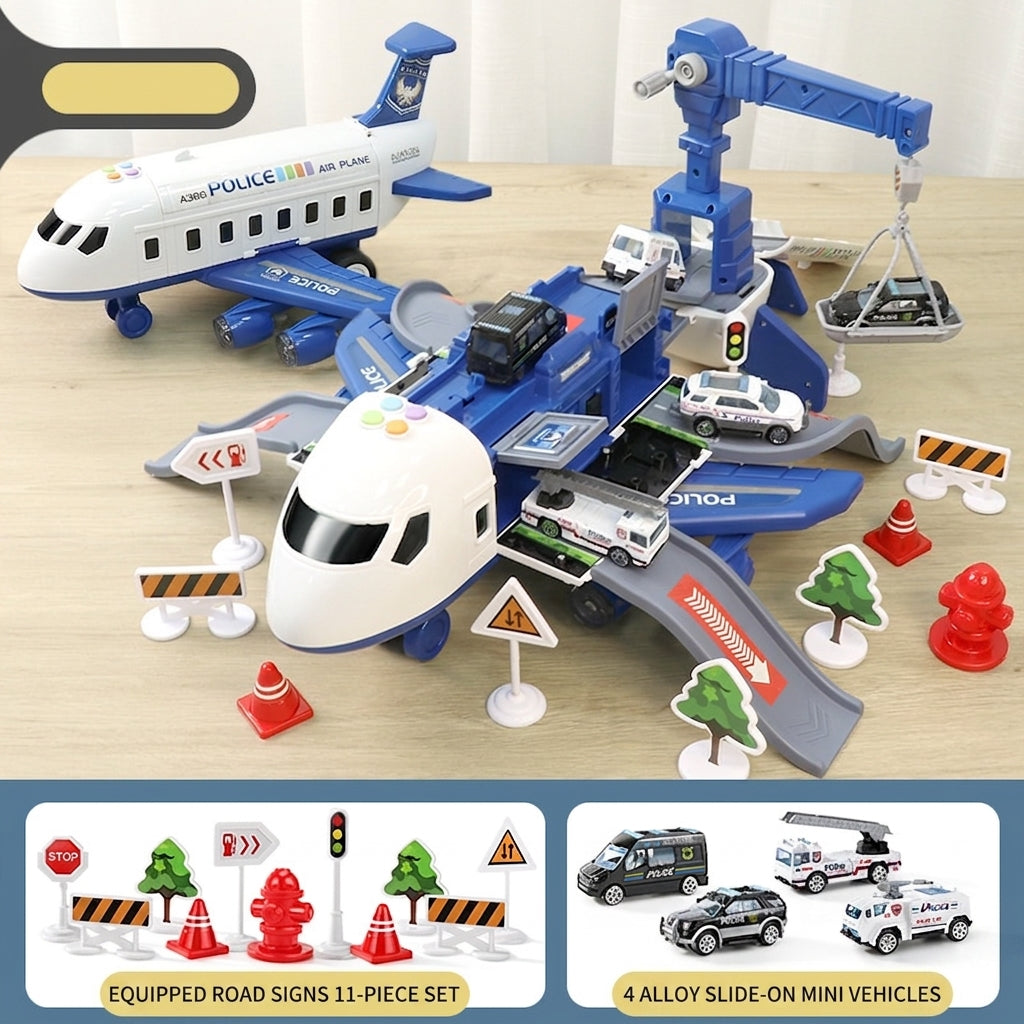 Vliegtuig-speelset voor kinderen – 20-delige SkyExplorer-set met vliegtuig, voertuigen en accessoires