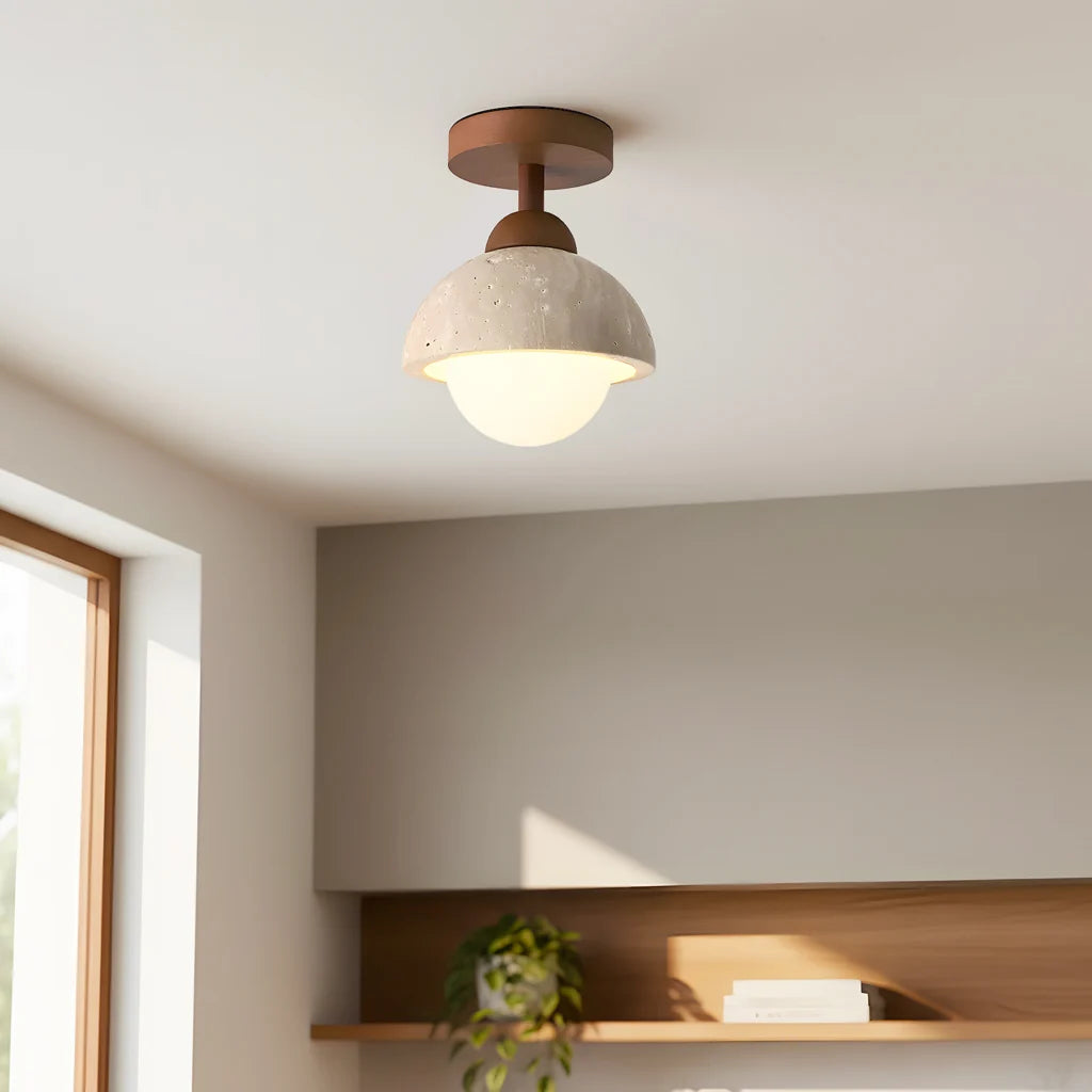 Kairi Wabi Sabi Travertine Stone Ceiling Light 2