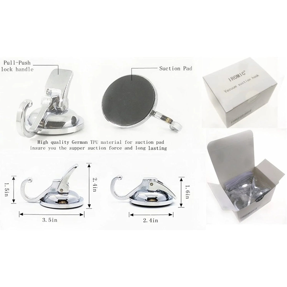 Kalsten | 2-Pack: Heavy-Duty Vacuum Suction Cup Hooks 2