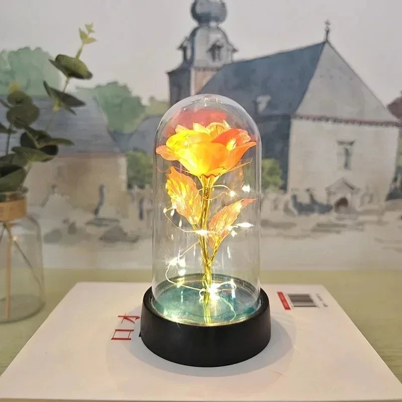 Fleur Rose LED – Lumière Décorative Élégante avec Floraison Durable & Lueur Chaude Douce