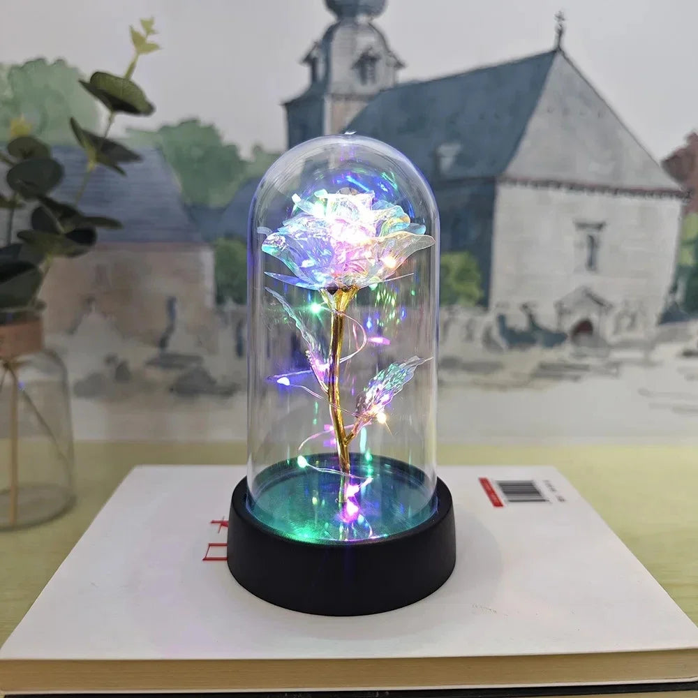 Fleur Rose LED – Lumière Décorative Élégante avec Floraison Durable & Lueur Chaude Douce