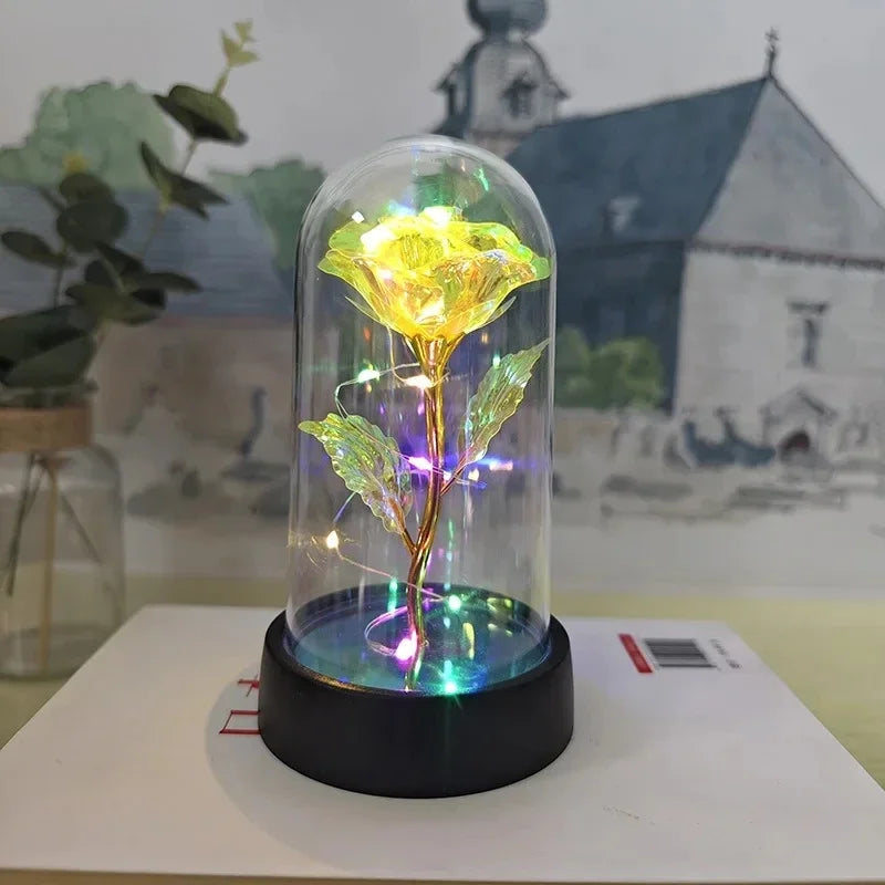 Fleur Rose LED – Lumière Décorative Élégante avec Floraison Durable & Lueur Chaude Douce