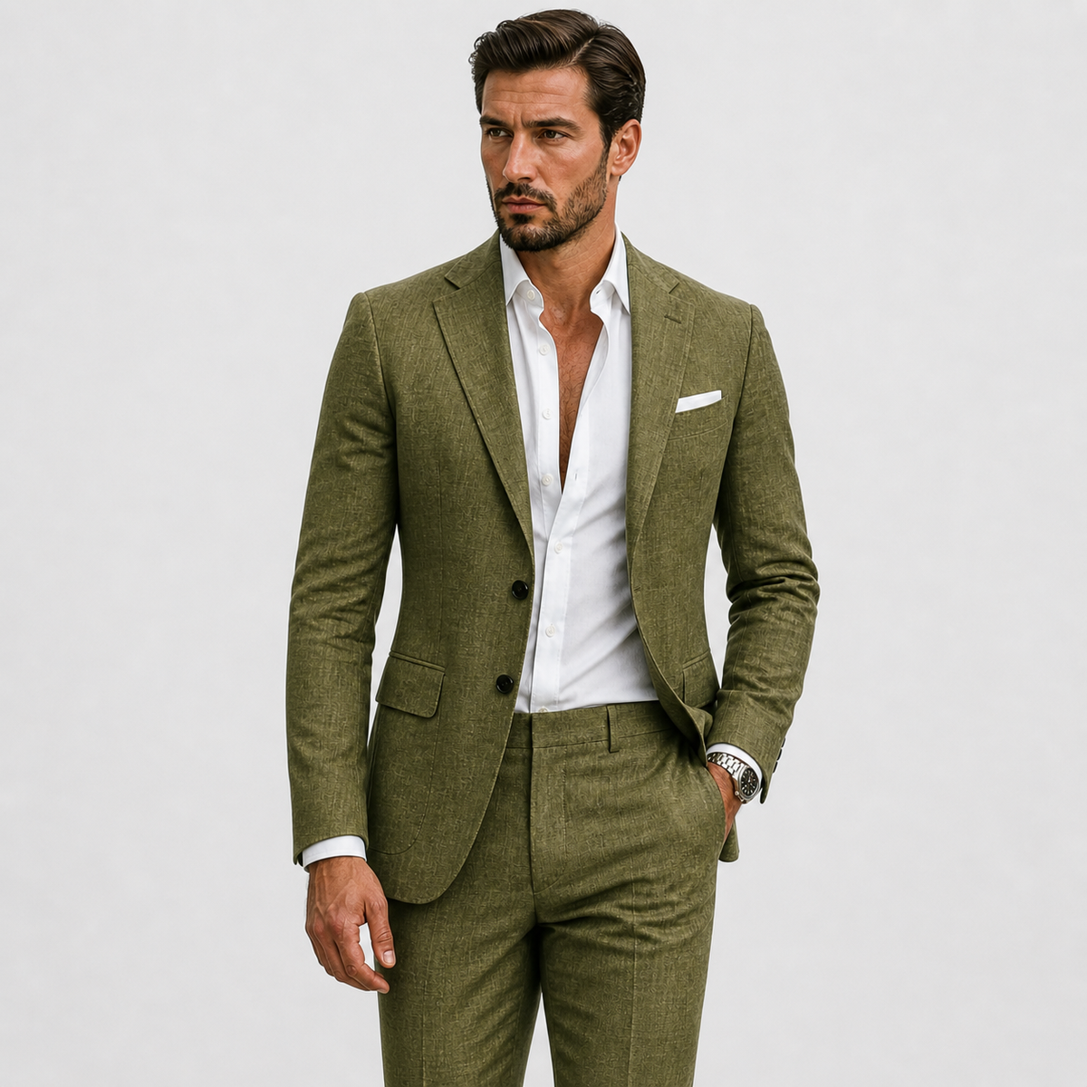 Lunelle | Heren Luchtig Geweven Pak Slim-Fit Zomerse Elegantie 0