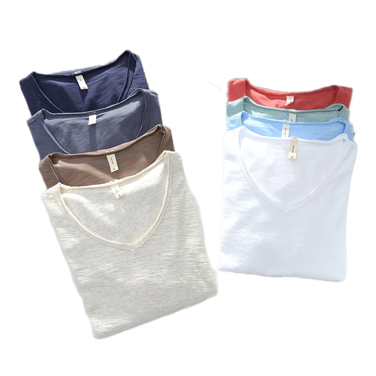T-shirt à col en V pour homme – mélange de lin et coton à coupe ajustée et respirante