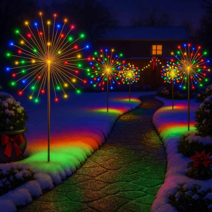 Regenboogkleurige sterrenverlichting voor buiten - veelkleurig vuurwerkeffect voor tuin en pad