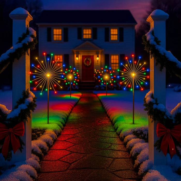 Regenboogkleurige sterrenverlichting voor buiten - veelkleurig vuurwerkeffect voor tuin en pad