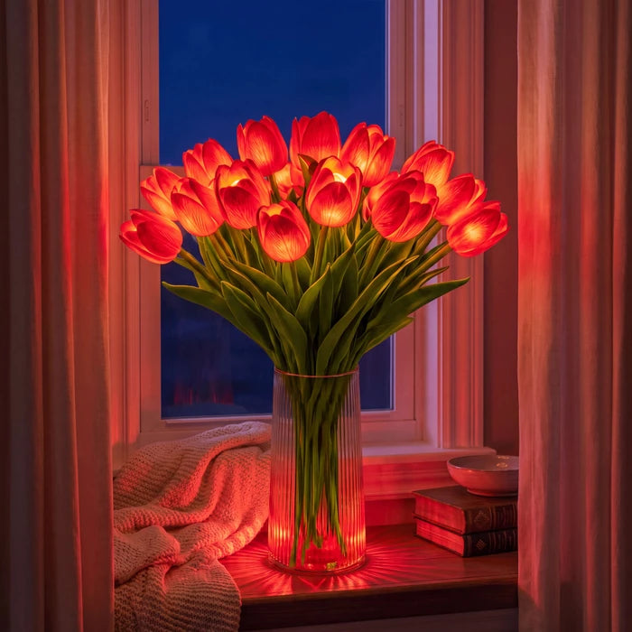 LED-tulpenboeketlamp – oplichtende kunsttulpen met warm sfeervol licht