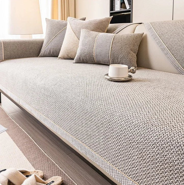 Sofa Cover – Breathable Woven Cotton Blend, Non-Slip Backing & Modular Fit