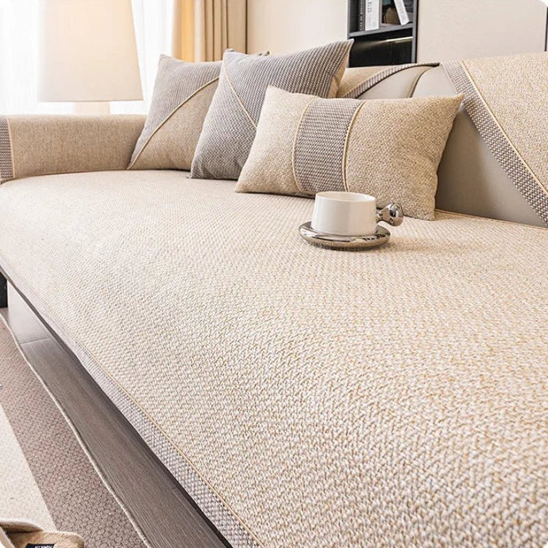 Sofa Cover – Breathable Woven Cotton Blend, Non-Slip Backing & Modular Fit