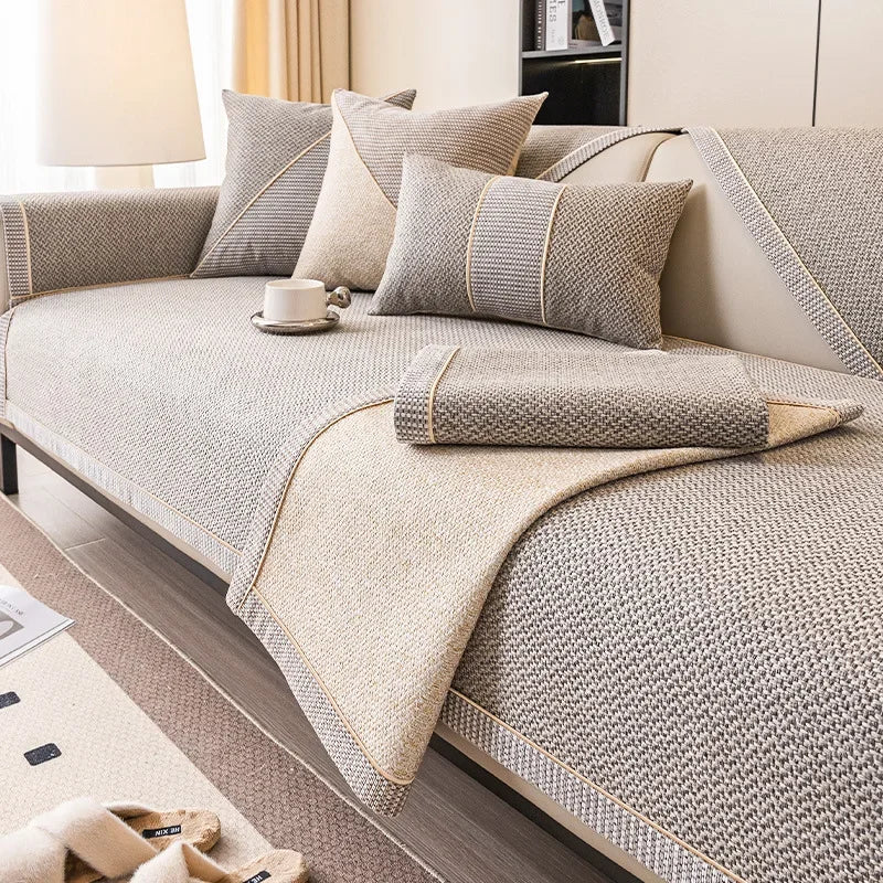 Sofa Cover – Breathable Woven Cotton Blend, Non-Slip Backing & Modular Fit