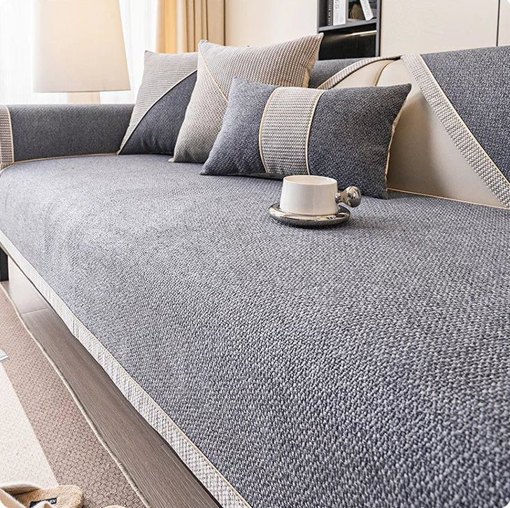 Sofa Cover – Breathable Woven Cotton Blend, Non-Slip Backing & Modular Fit