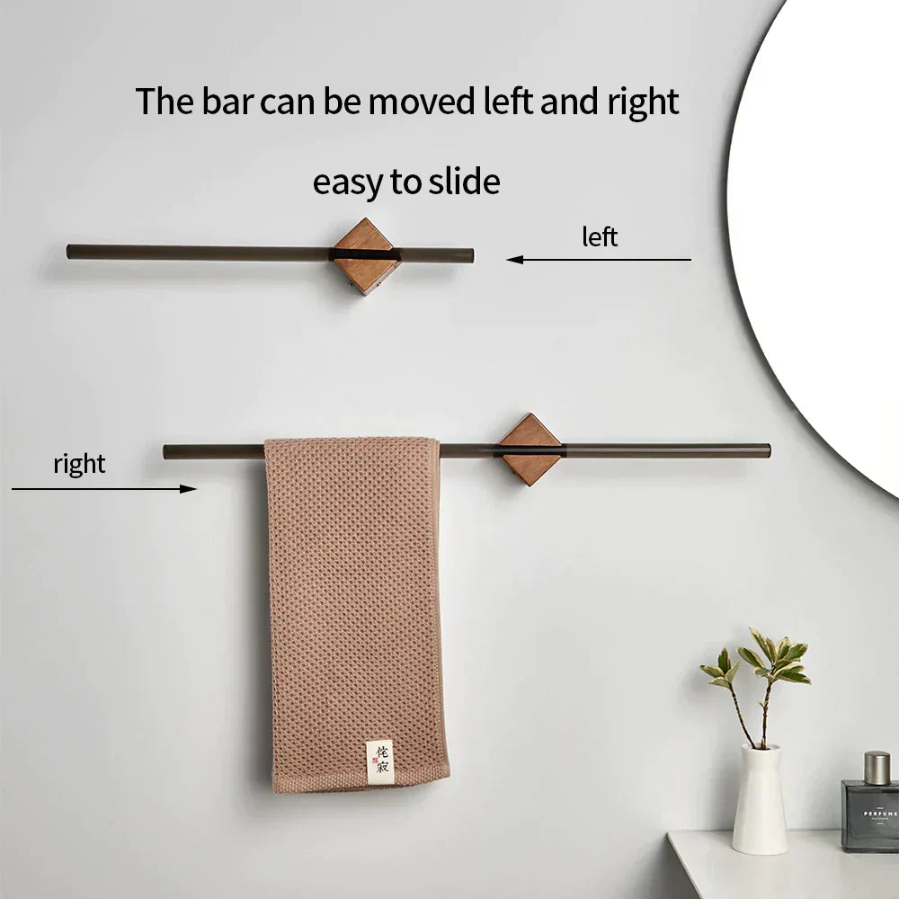 Towel Holder – Minimalist Wall-Mounted Design with Natural Wood Finish