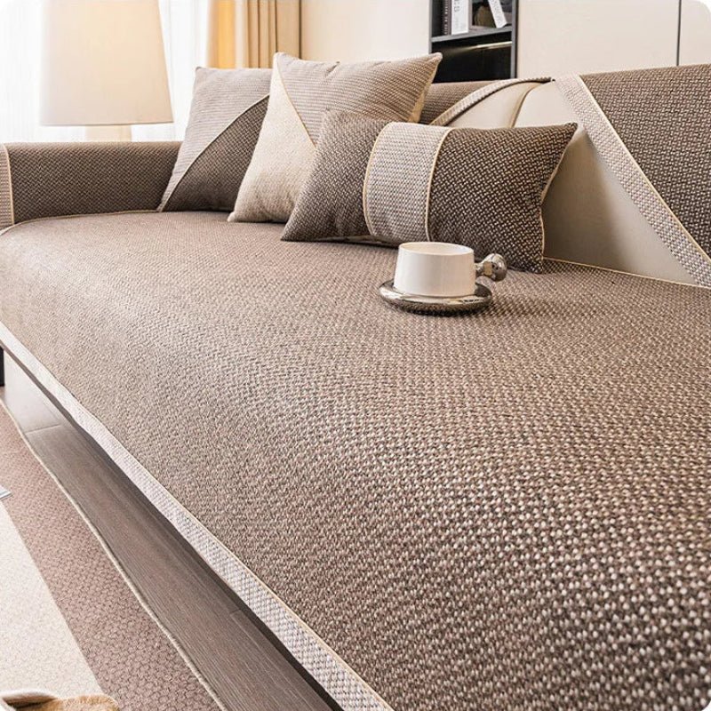 Sofa Cover – Breathable Woven Cotton Blend, Non-Slip Backing & Modular Fit