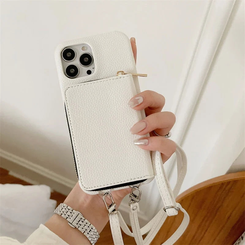 Crossbody phone wallet for iPhone