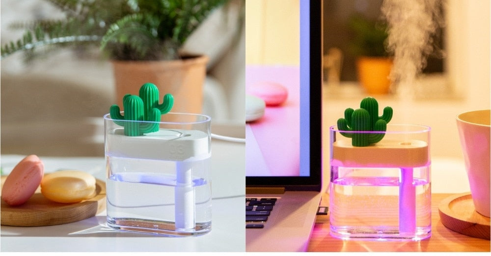 Cactus Aroma Diffuser – Ultrasonic Mist, LED Lighting & 160 ml Tank for Home Use