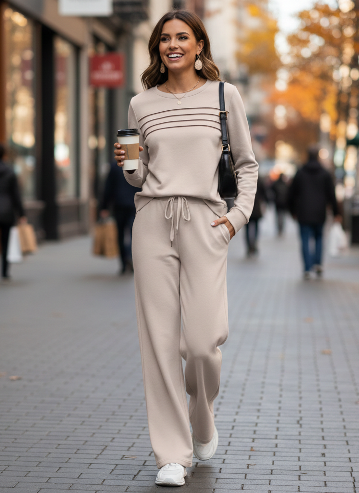 Women’s Comfort Lounge Outfit | 2-Piece Crewneck Top with Soft Pants