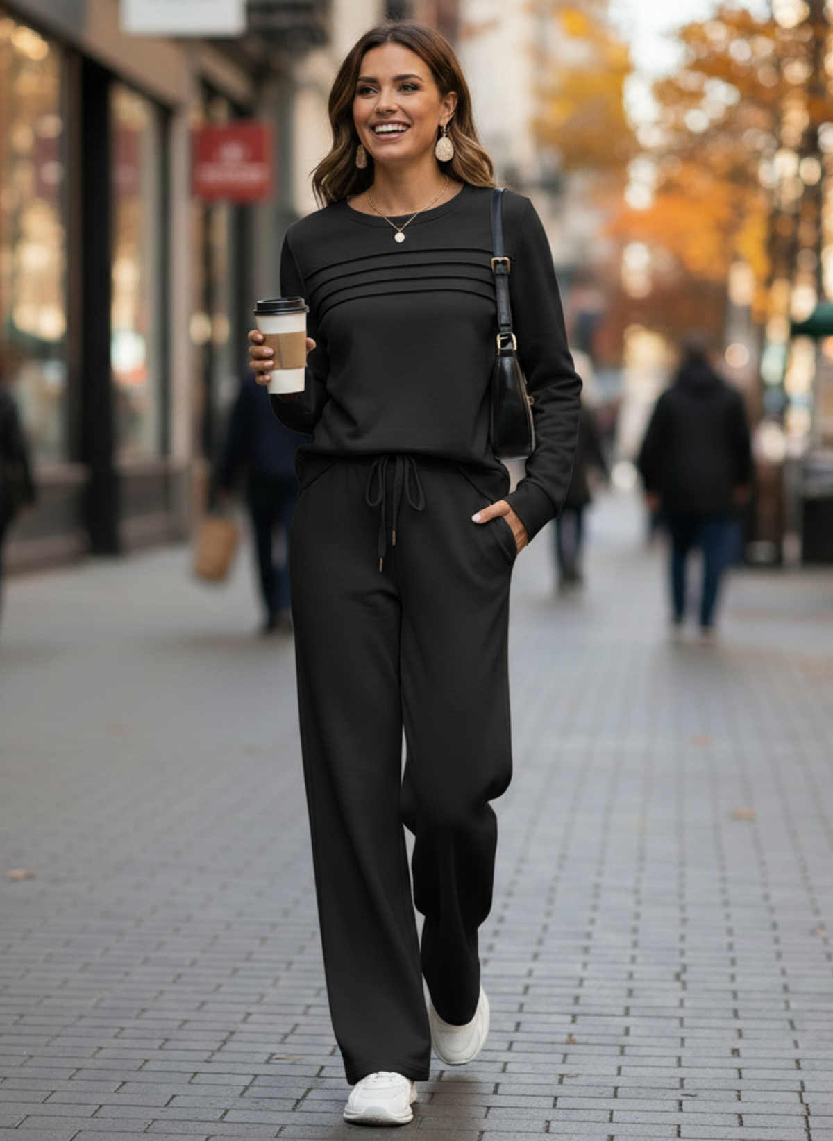 Women’s Comfort Lounge Outfit | 2-Piece Crewneck Top with Soft Pants