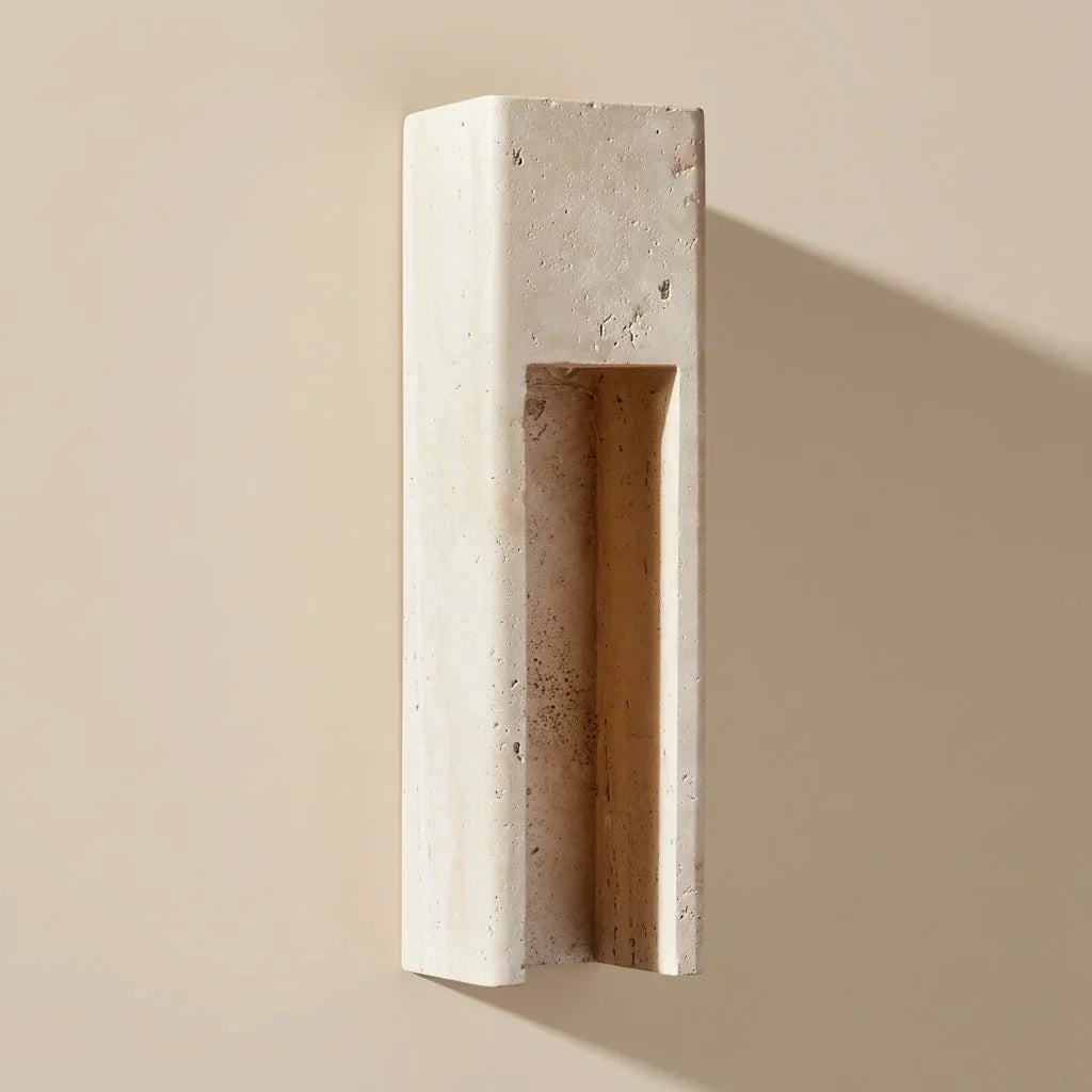Zoey Minimalist Indoor-Outdoor Travertine Wall Sconce 1